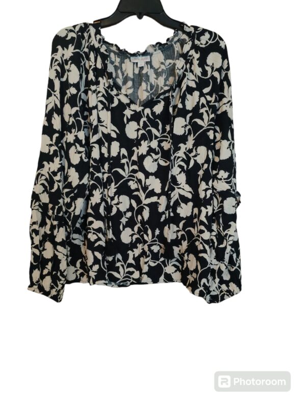 Floral Black & Tan blouse (Medium)